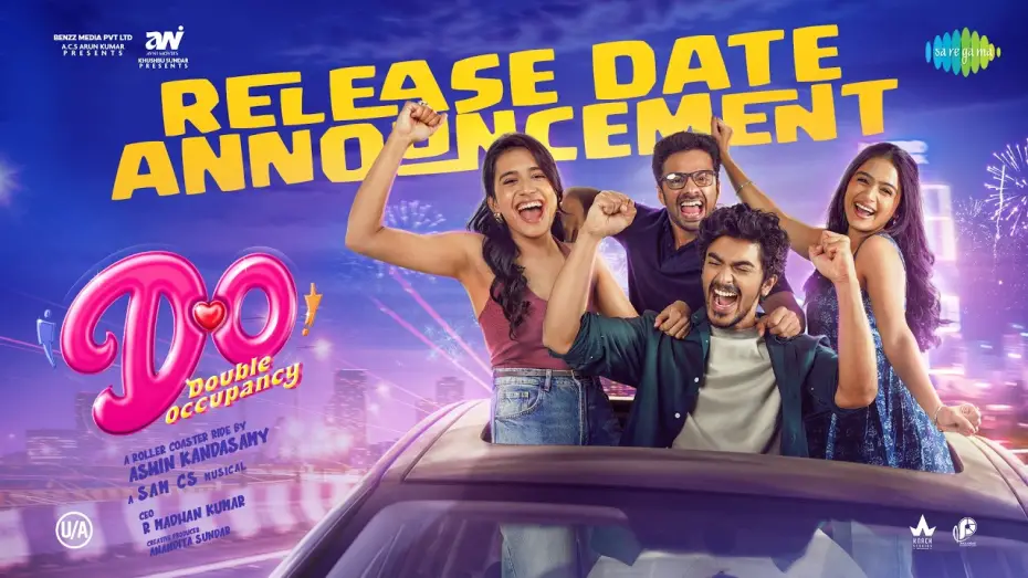 Wideo do filmu டபுல் ஆக்குபண்சி — Double Occupancy - Release Date Announcement | Santhosh, Reshma, Samyuktha, Vinoth | Aswin Kandasamy