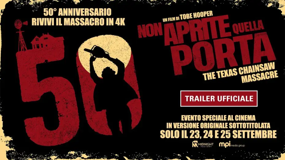 Wideo do filmu Teksańska masakra piłą mechaniczną — Non Aprite Quella Porta 4K 50° Anniversario - Trailer Ufficiale