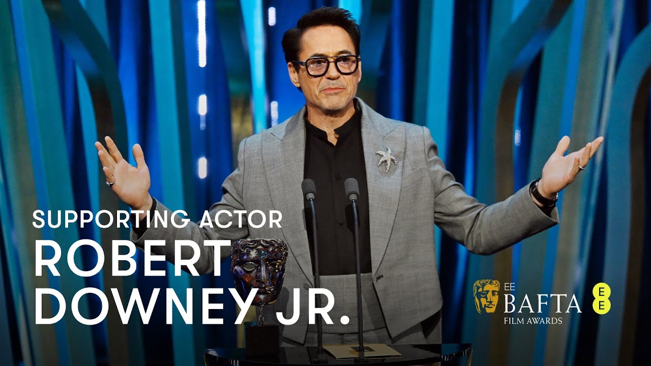 Wideo do filmu Oppenheimer — Robert Downey Jr. wins Supporting Actor for his role in Oppenheimer | EE BAFTA Film Awards 2024