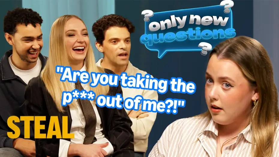 Wideo do serialu Skok — Sophie Turner, Archie Madekwe & Jacob Fortune-Lloyd Play Only New Questions With Charley Marlowe