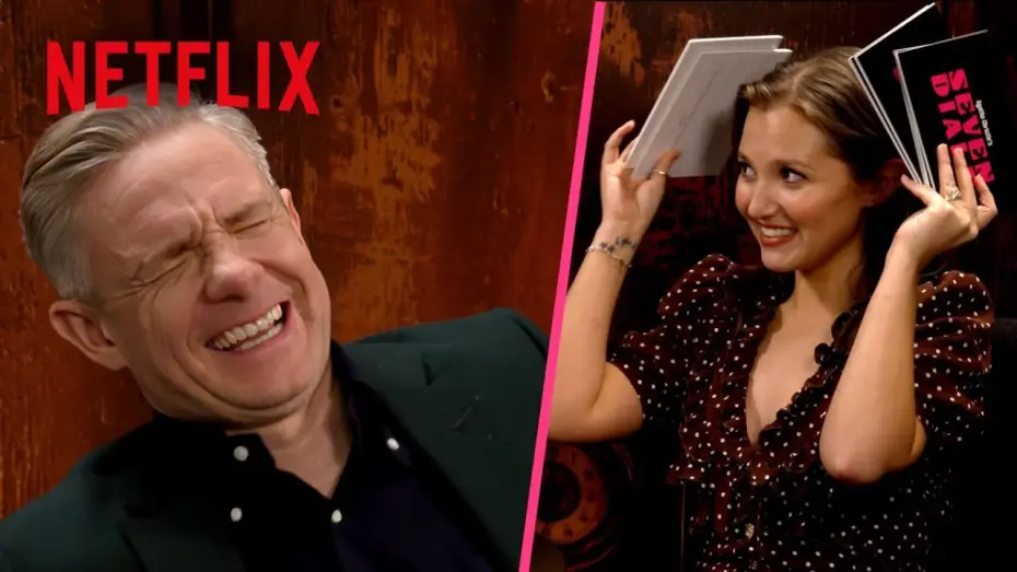 Wideo do serialu Siedem Zegarów Agathy Christie — Martin Freeman & Mia McKenna-Bruce Enjoy a Chaotic Interview Over Afternoon Tea