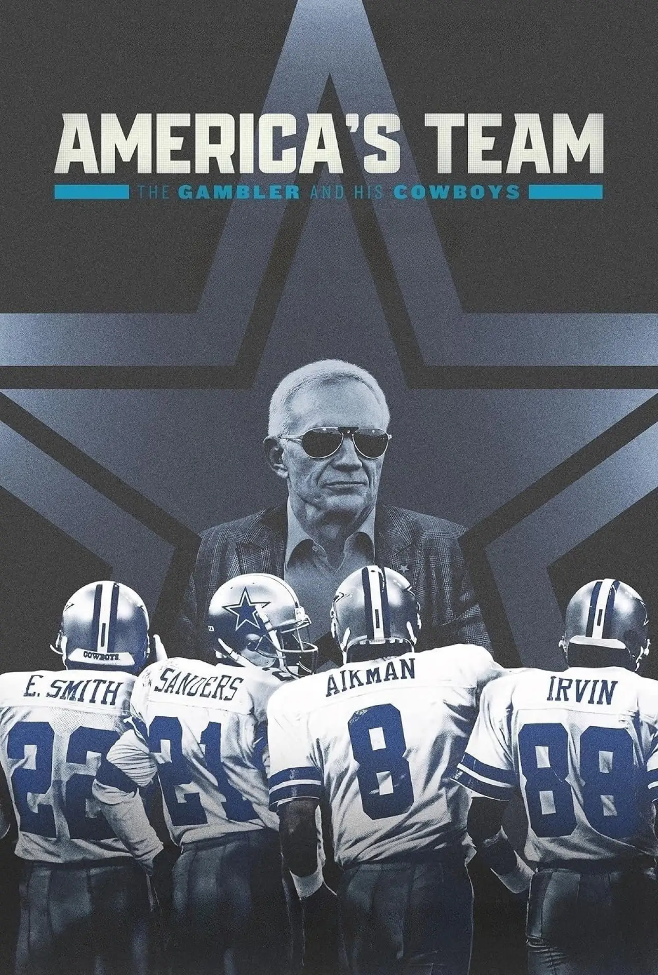Plakat serialu "Drużyna Ameryki: Jerry Jones i Dallas Cowboys"