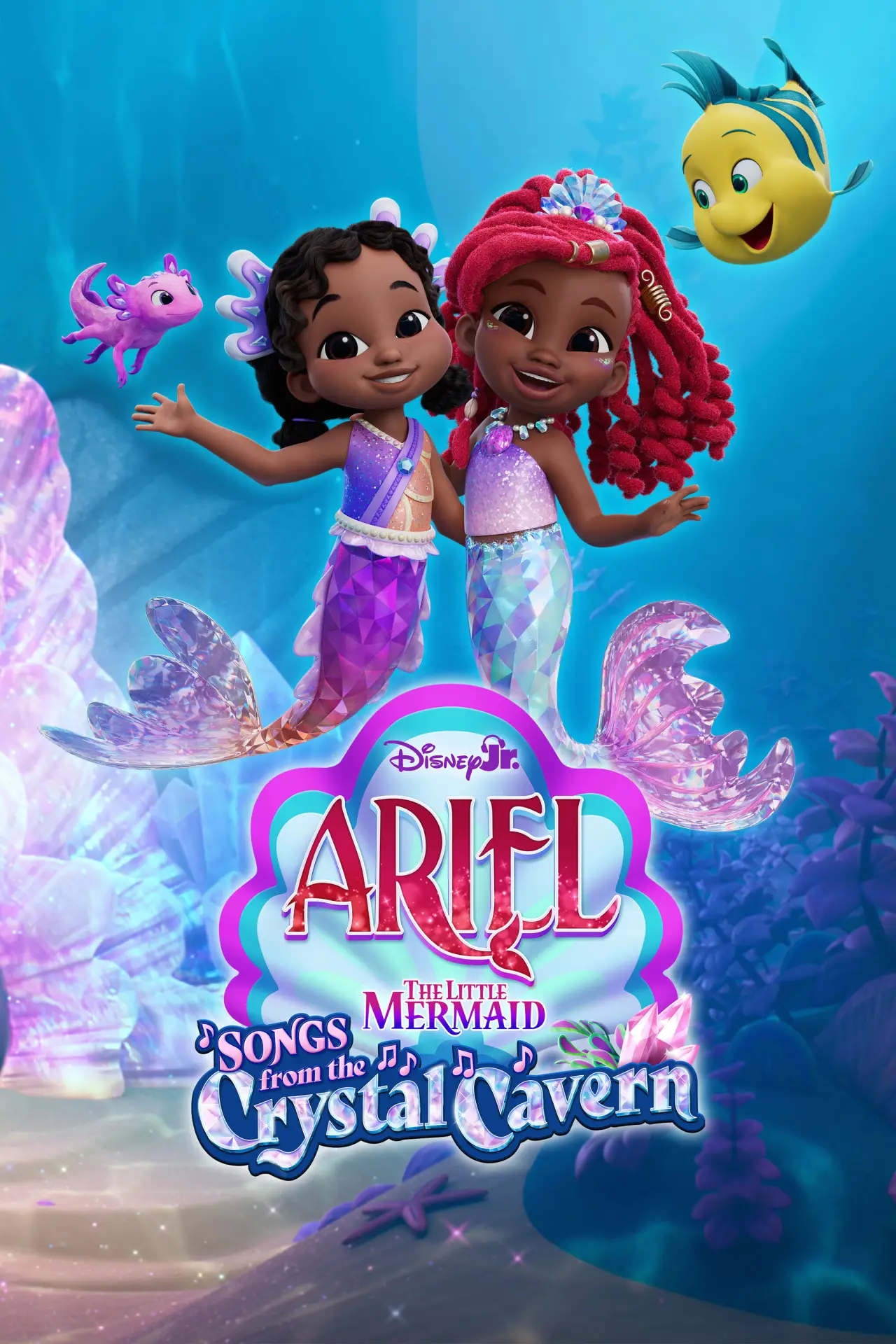 Plakat serialu "Disney Junior Ariel, Mała Syrenka: Pieśni z Kryształowej Jaskini"