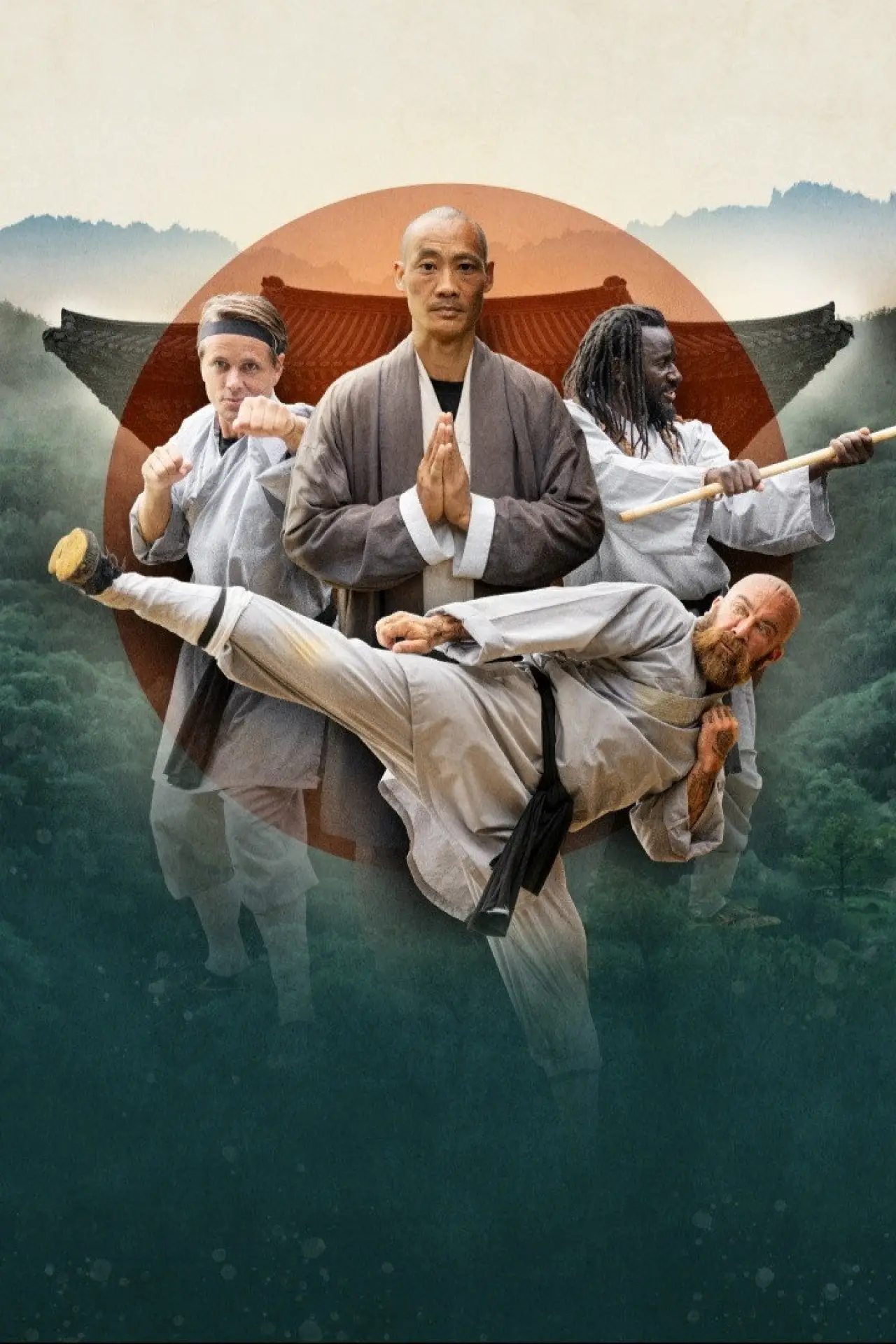 Plakat serialu "Bohaterowie Shaolin"
