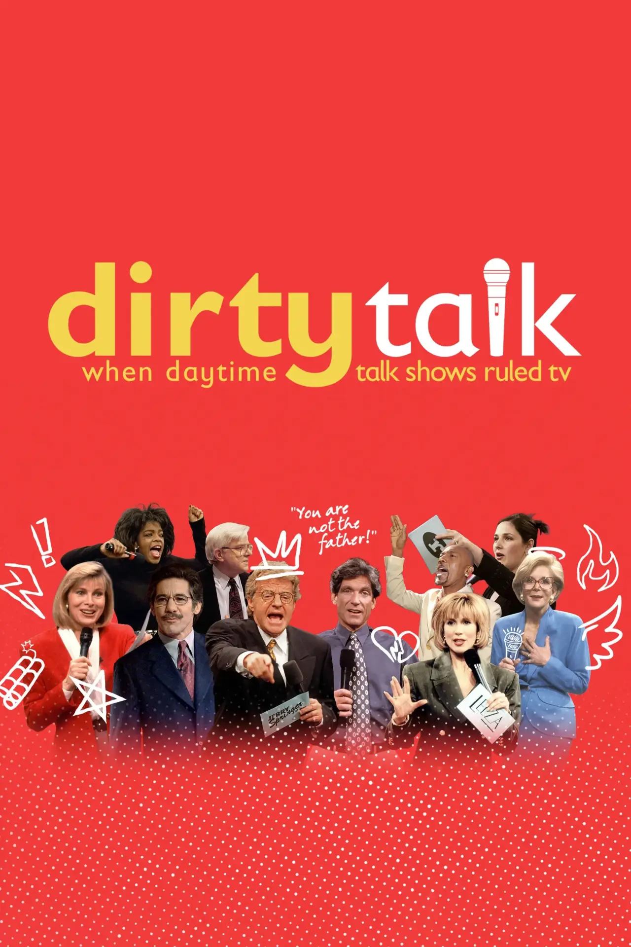 Plakat serialu "Brudne rozmowy: Kiedy talk-show rządziły telewizją"
