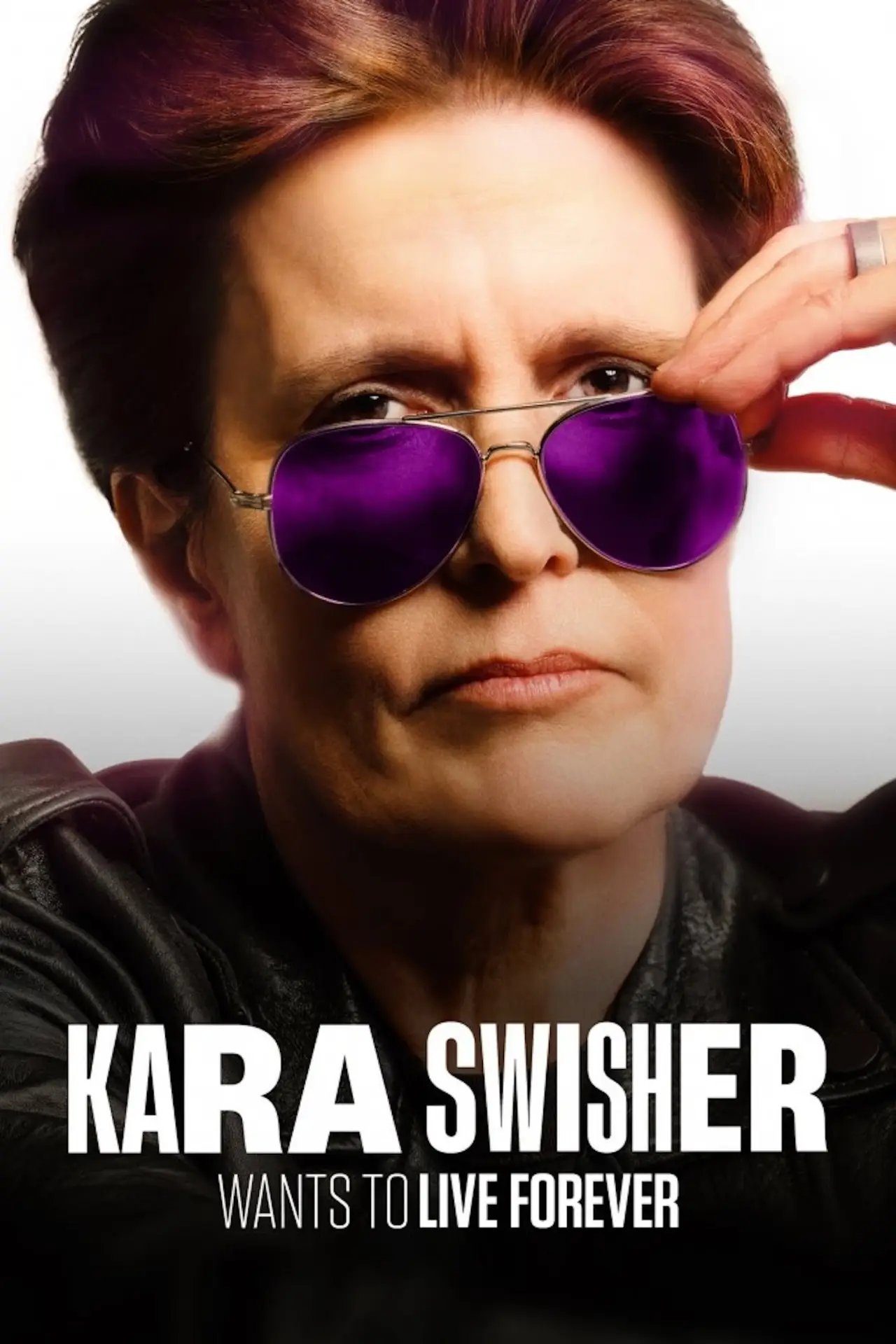 Plakat serialu "Kara Swisher chce żyć wiecznie"