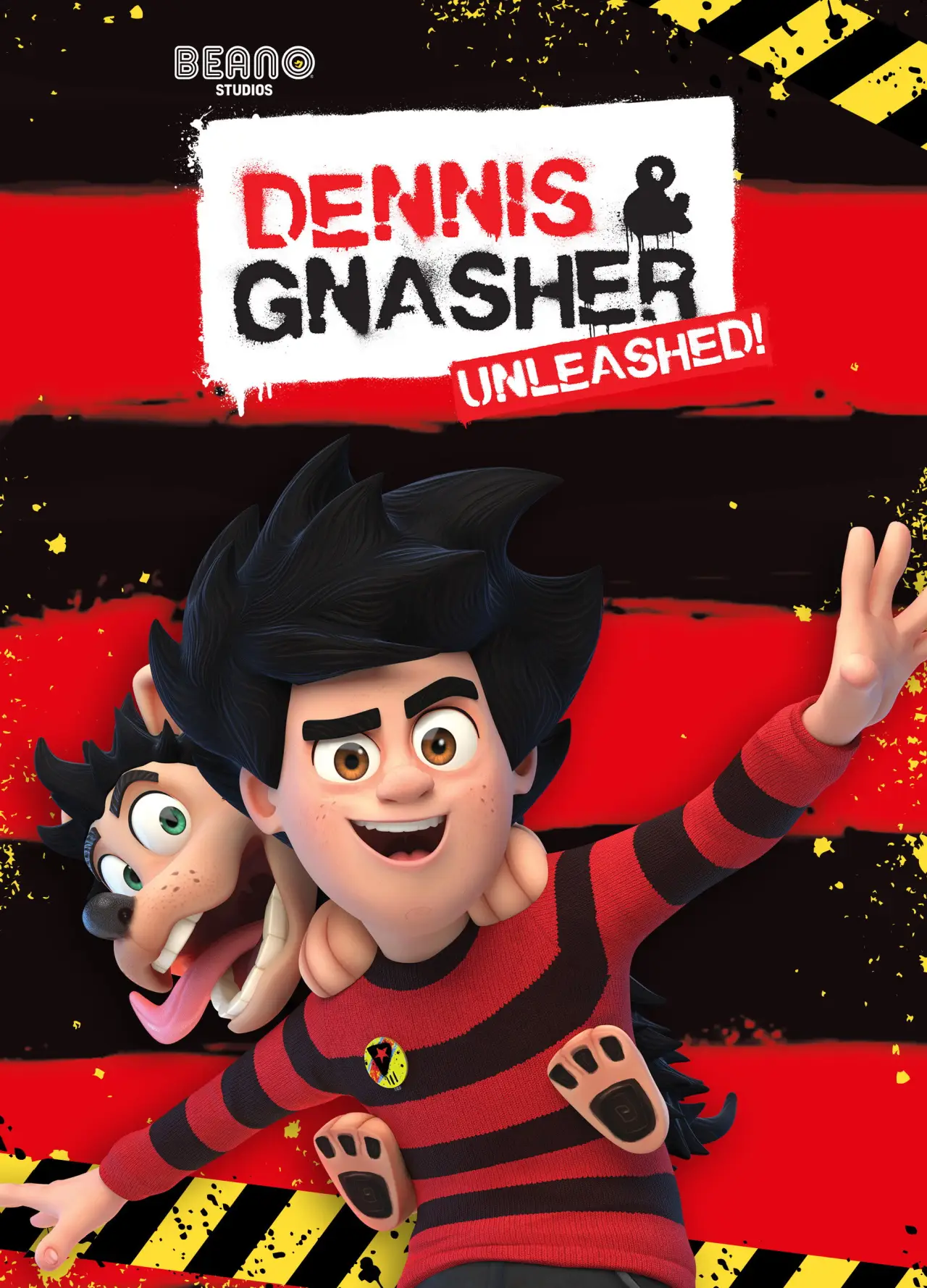 Plakat serialu "Dennis i Gnasher uwolnieni!"