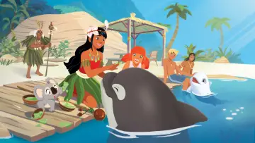 Zoom, biały delfin plakat